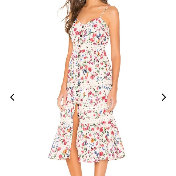 LOVERS + FRIENDS Lani Floral Midi Dress in Peony Floral sz M NWT - Picture 2 of 10